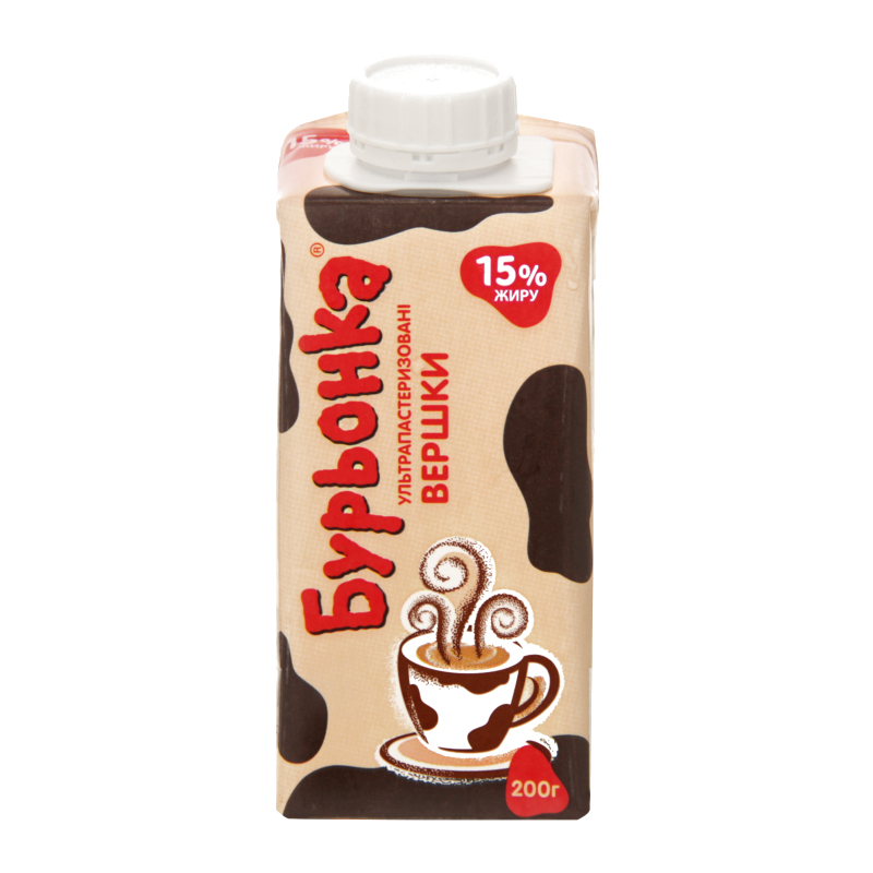 Вершки БУРЬОНКА ультрапастеризовані 15%, 200г